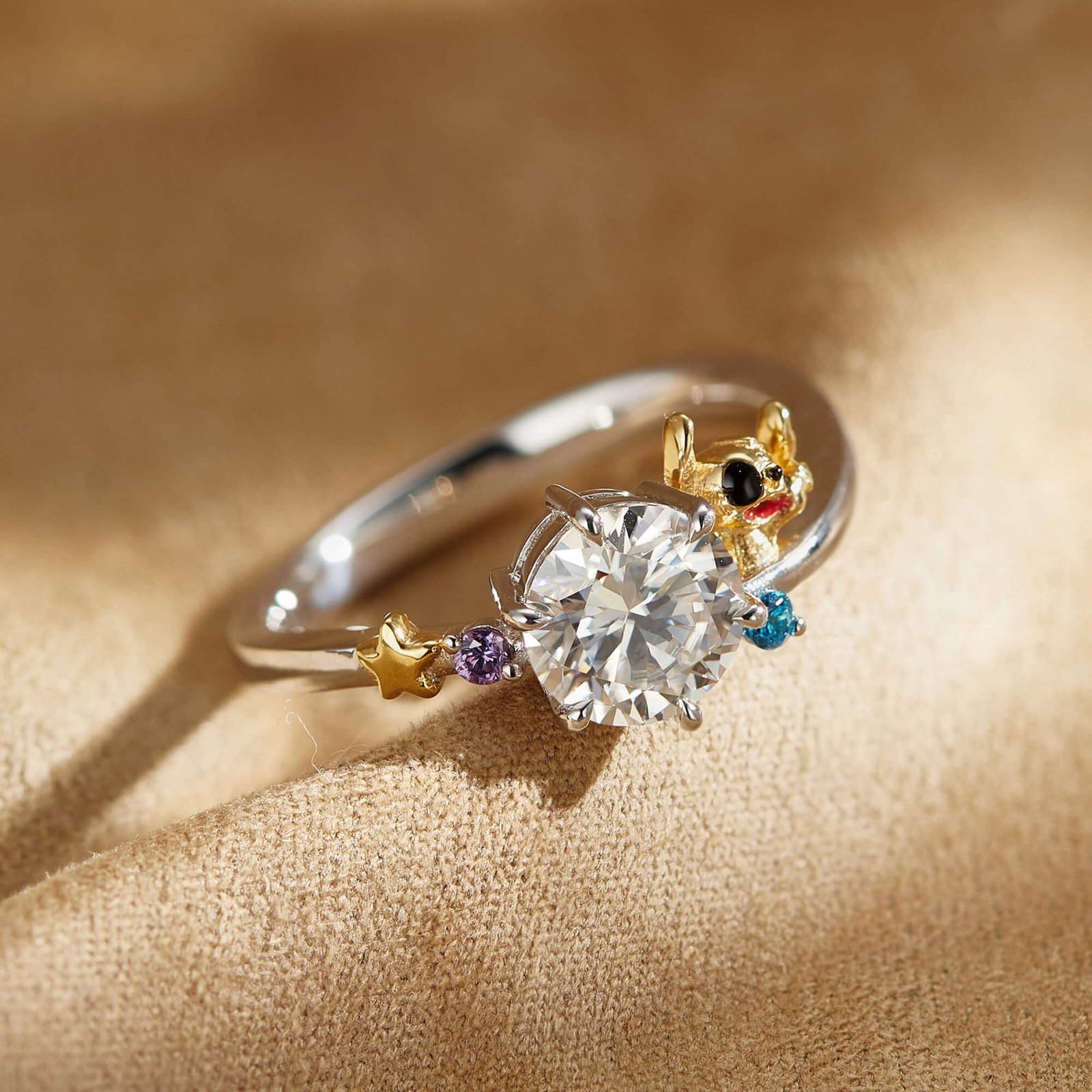 Stitch Round Cut Sterling Silver Ring - Image 5