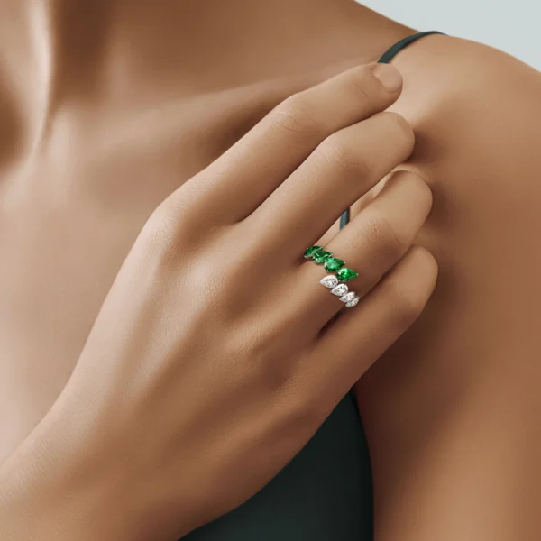 Alternative view of Emerald Pear Harmony Ring