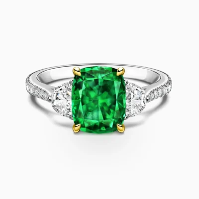 Emerald Aura Sterling Silver Ring