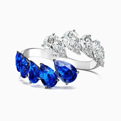 Sapphire Moissanite Twist Ring