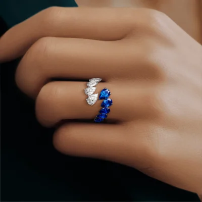 Alternative view of Sapphire Moissanite Twist Ring